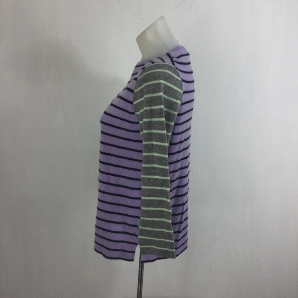 J. Crew womens Sweater Italian Cashmere Striped 3/4 Sleeve Pullover Knit Sz S - Picture 4 of 9